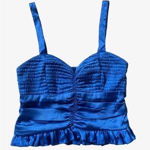 Blue ruffled crop top